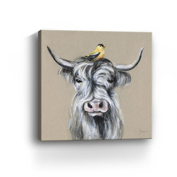 HomeRoots Cute Highland Cow Canvas Art Print - Whimsical Farmhouse Decor for Home and Office Spaces 30"x30" 398945