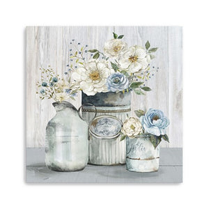 HomeRoots Rustic Grey Floral Canvas Print - Unframed Wall Art for Modern Farmhouse and Minimalist Spaces 30"x30" 398951