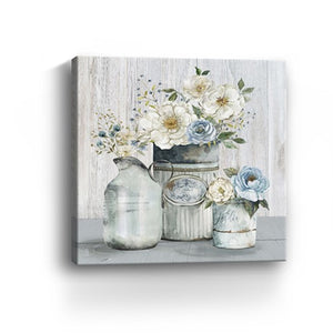 HomeRoots Rustic Grey Floral Canvas Print - Unframed Wall Art for Modern Farmhouse and Minimalist Spaces 30"x30" 398951