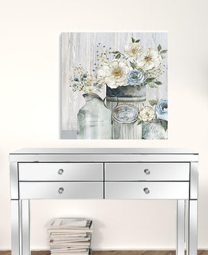 HomeRoots Rustic Grey Floral Canvas Print - Unframed Wall Art for Modern Farmhouse and Minimalist Spaces 30"x30" 398951