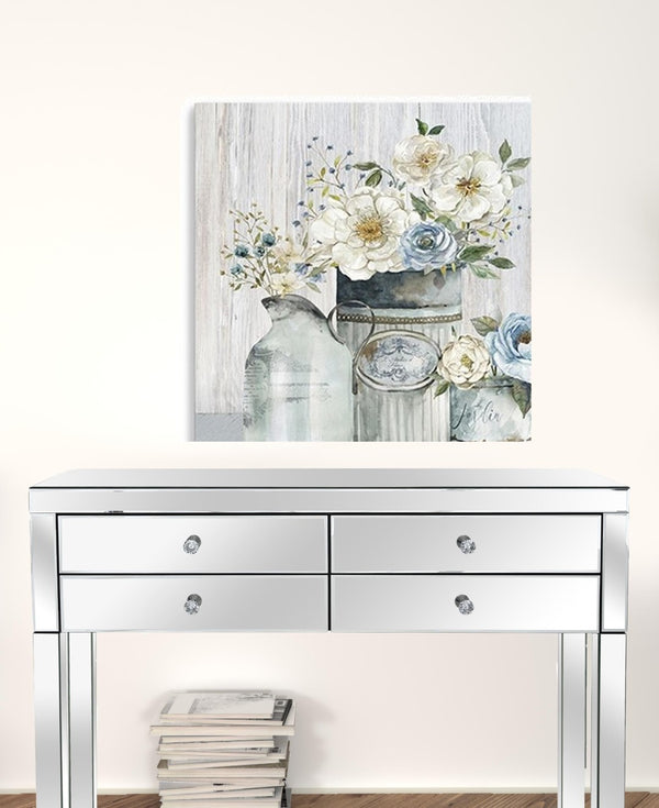 HomeRoots Rustic Grey Floral Canvas Print - Unframed Wall Art for Modern Farmhouse and Minimalist Spaces 30"x30" 398951