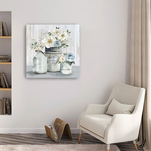 HomeRoots Rustic Grey Floral Canvas Print - Unframed Wall Art for Modern Farmhouse and Minimalist Spaces 40"x40" 398952