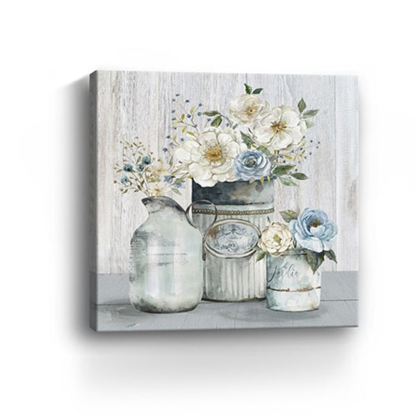 HomeRoots Rustic Grey Floral Canvas Print - Unframed Wall Art for Modern Farmhouse and Minimalist Spaces 40"x40" 398952