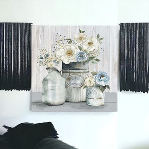 HomeRoots Rustic Grey Floral Canvas Print - Unframed Wall Art for Modern Farmhouse and Minimalist Spaces 40"x40" 398952