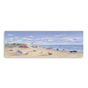 Homeroots 10" X 30" Dogs Rule The Beach Canvas Unframed Wall Art  Polyester 398953