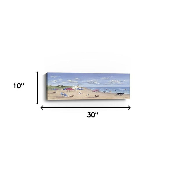 Homeroots 10" X 30" Dogs Rule The Beach Canvas Unframed Wall Art  Polyester 398953