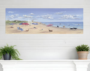 Homeroots 10" X 30" Dogs Rule The Beach Canvas Unframed Wall Art  Polyester 398953