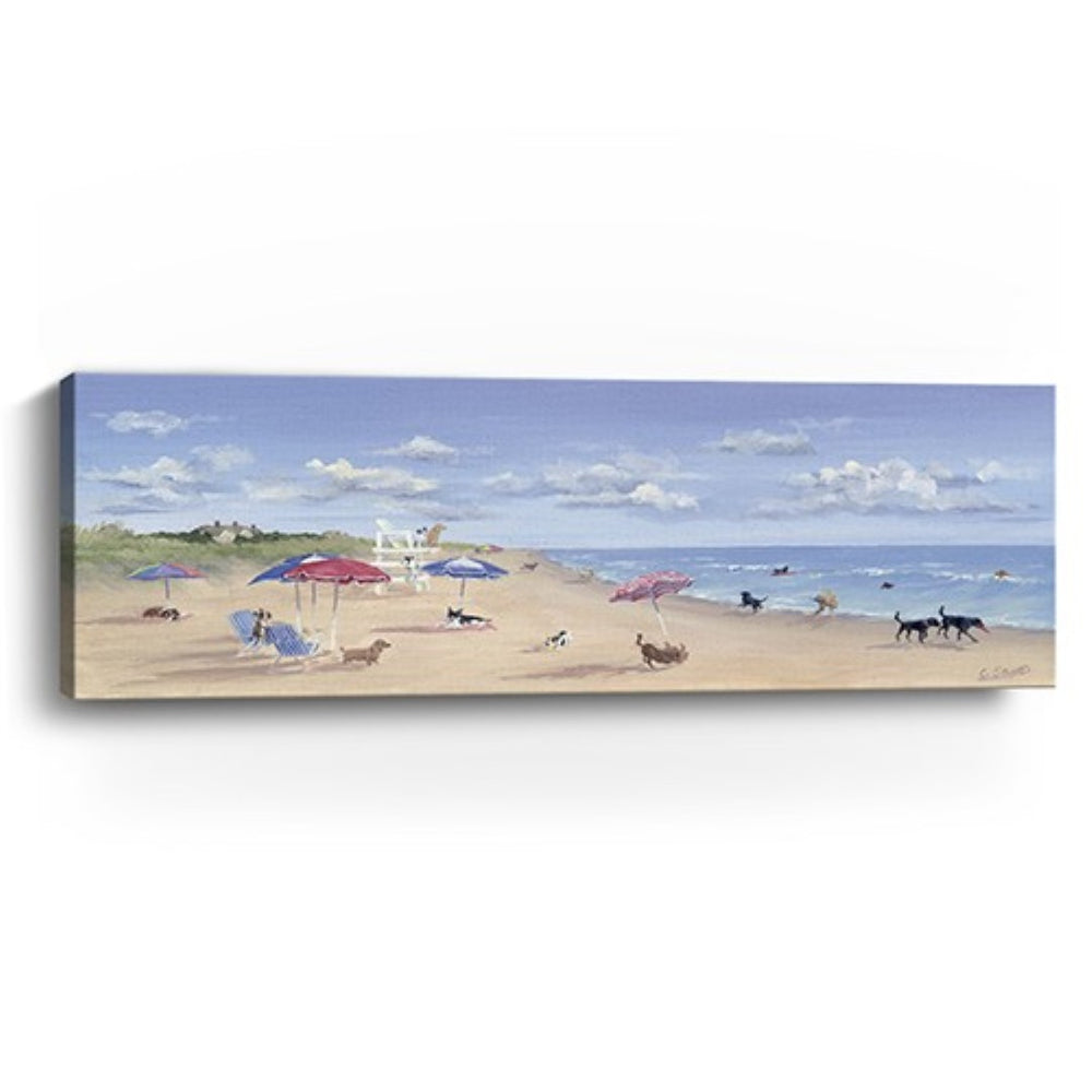 HomeRoots 60" Dogs Rule the Beach Canvas Wall Art – Vibrant Coastal Decor for Home, Office, or Vacation Space 20"x60" 398954