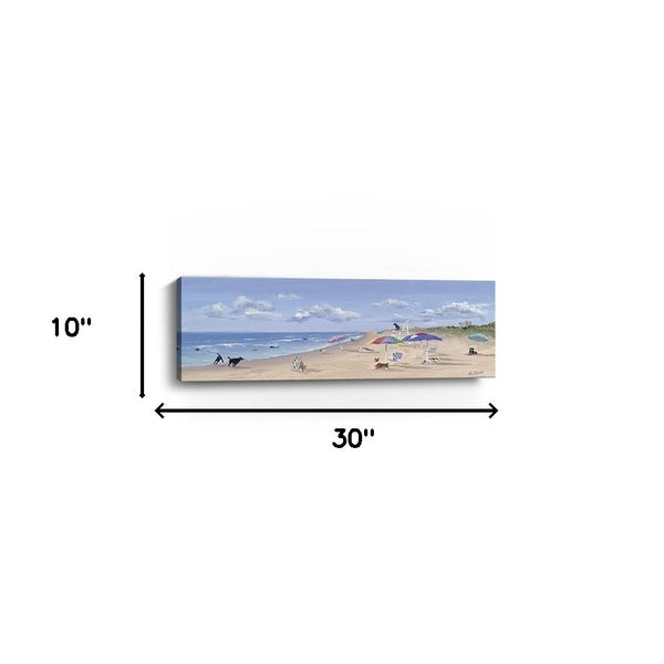 Homeroots Small Dogs Playing At The Beach Canvas Wall Art  Polyester 398955