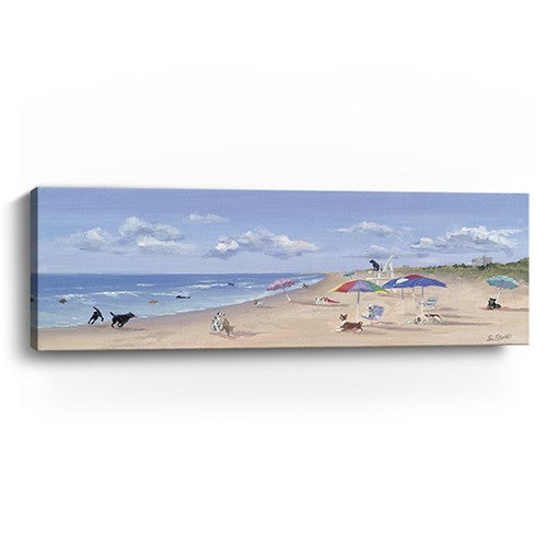 Homeroots Large Dogs Playing At The Beach Canvas Wall Art  Polyester 398956