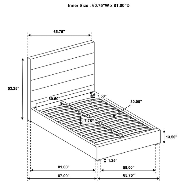 English Elm Dulcey Queen Platform Bed White Faux Leather Channel Tufted Headboard Modern Frame B062S01514