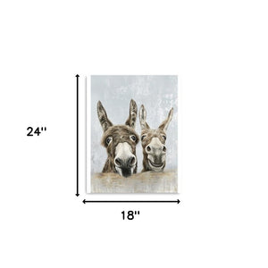 Homeroots Cute Donkeys Canvas Unframed Print Wall Art  Polyester 398960