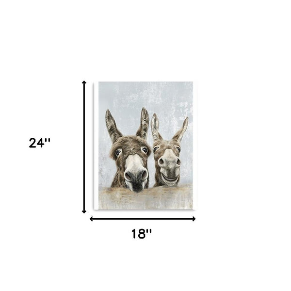 Homeroots Cute Donkeys Canvas Unframed Print Wall Art  Polyester 398960