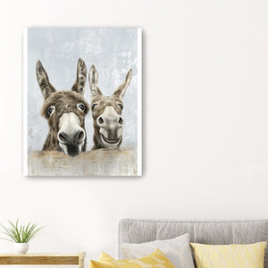 Homeroots Cute Donkeys Canvas Unframed Print Wall Art  Polyester 398960