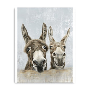 Homeroots Cute Donkeys Canvas Unframed Print Wall Art  Polyester 398960
