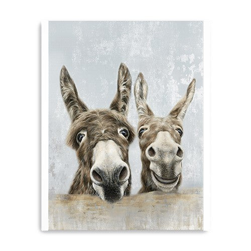 Homeroots Cute Donkeys Canvas Unframed Print Wall Art  Polyester 398960