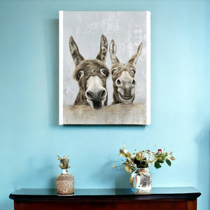 Homeroots Cute Donkeys Canvas Unframed Print Wall Art  Polyester 398960