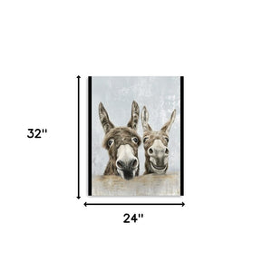 Homeroots Cute Donkeys Canvas Unframed Print Wall Art  Polyester 398961