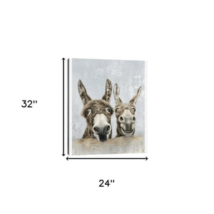 HomeRoots Cute Donkeys Canvas Print – Whimsical Wall Art for Playful Decor, Ready to Hang, Gallery Quality 24"x32" 398961