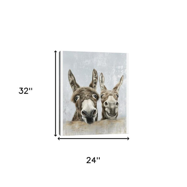 HomeRoots Cute Donkeys Canvas Print – Whimsical Wall Art for Playful Decor, Ready to Hang, Gallery Quality 24"x32" 398961