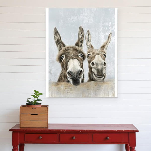 Homeroots Cute Donkeys Canvas Unframed Print Wall Art  Polyester 398961