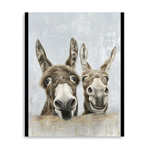 Homeroots Cute Donkeys Canvas Unframed Print Wall Art  Polyester 398962