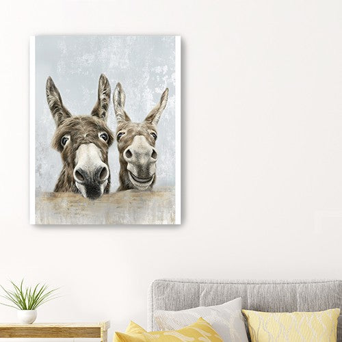 Homeroots Cute Donkeys Canvas Unframed Print Wall Art  Polyester 398962