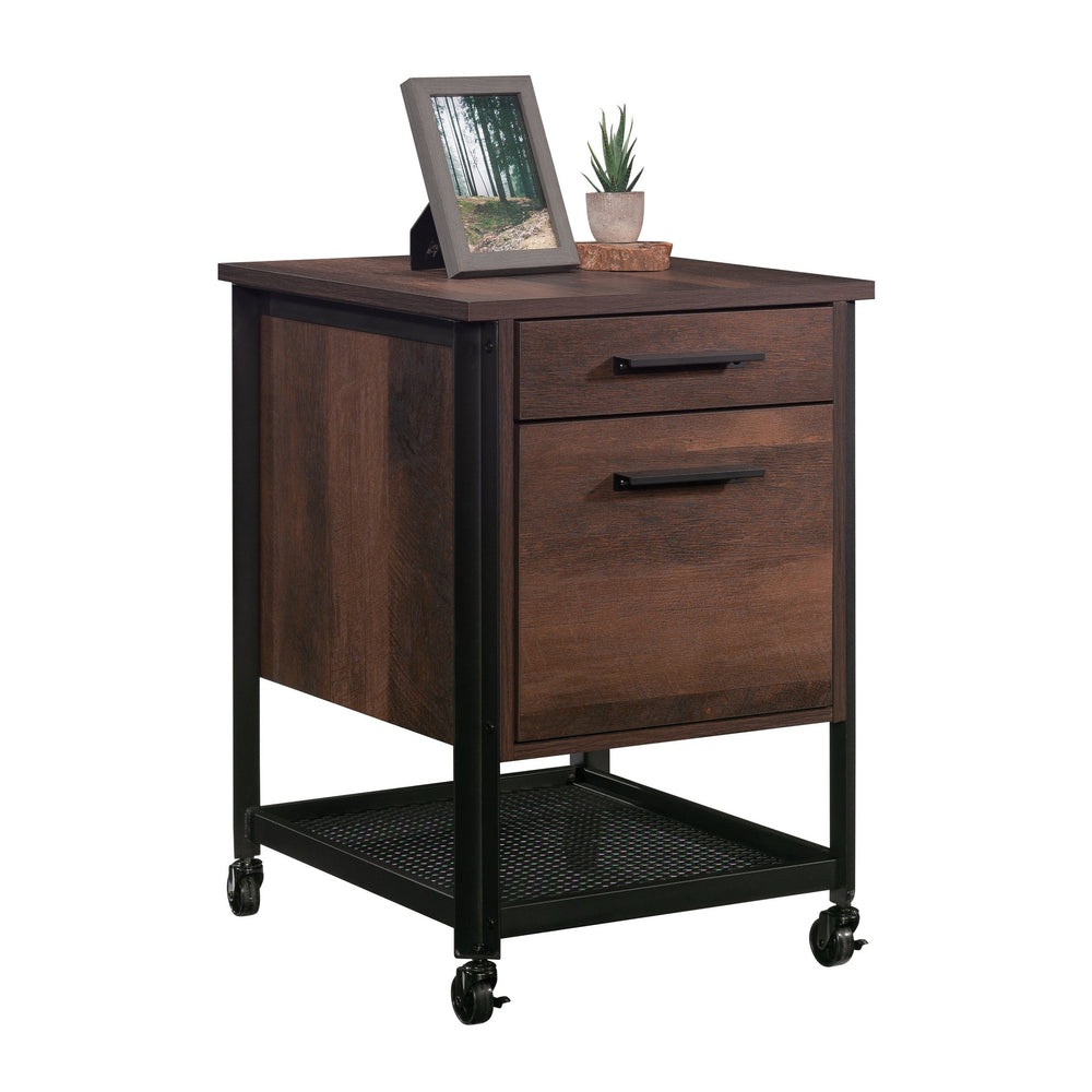 English Elm Pedestal File Cabinet Antique Dark Oak – Compact Engineered Wood with Locking Casters, Letter-File Ready (38.9" x 24") B356P354444