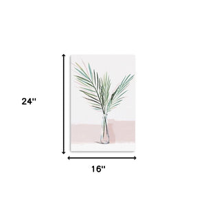 Homeroots Pretty Green Foliage Pink Unframed Print Wall Art  Polyester 398974