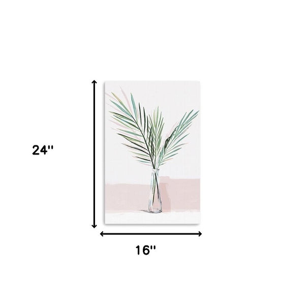 Homeroots Pretty Green Foliage Pink Unframed Print Wall Art  Polyester 398974