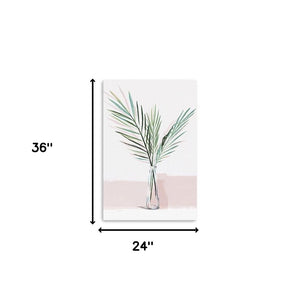 Homeroots Pretty Green Foliage Pink Unframed Print Wall Art  Polyester 398975