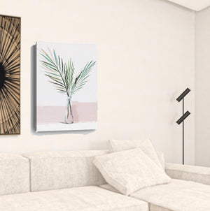 Homeroots Pretty Green Foliage Pink Unframed Print Wall Art  Polyester 398975