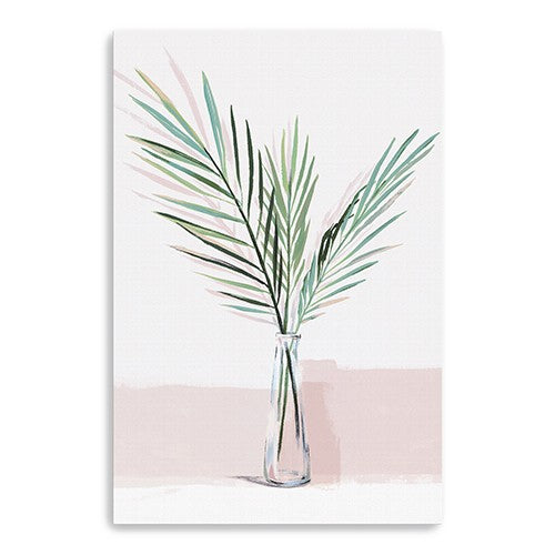 Homeroots Pretty Green Foliage Pink Unframed Print Wall Art  Polyester 398976