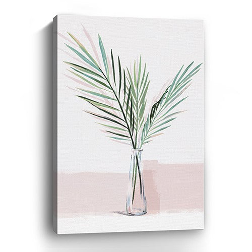 Homeroots Pretty Green Foliage Pink Unframed Print Wall Art  Polyester 398976