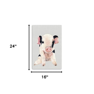 Homeroots Cute Pink Piglet Unframed Print Wall Art  Polyester 398983