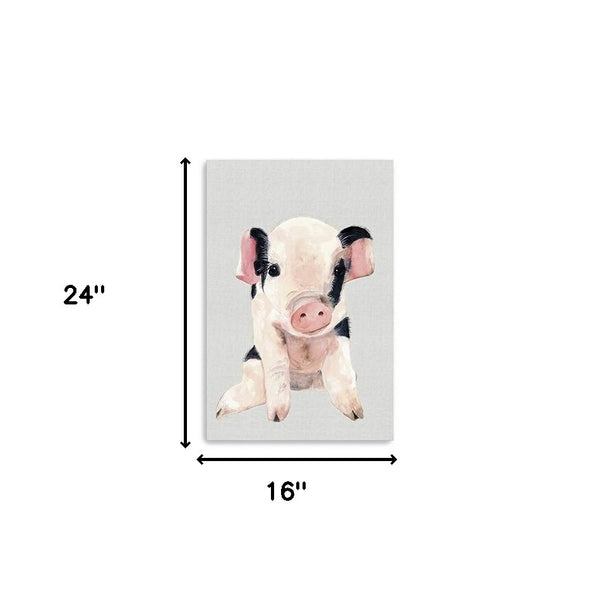 Homeroots Cute Pink Piglet Unframed Print Wall Art  Polyester 398983