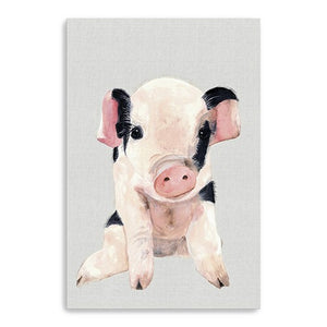 Homeroots Cute Pink Piglet Unframed Print Wall Art  Polyester 398984