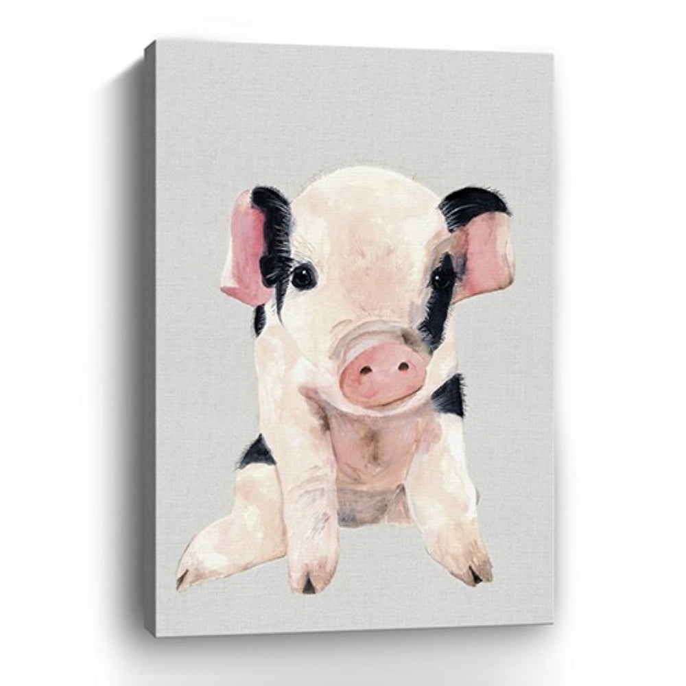 HomeRoots Cute Pink Piglet Canvas Print - Whimsical Wall Art for Nurseries, Kitchens, and Living Spaces Decor 24"x36" 398984