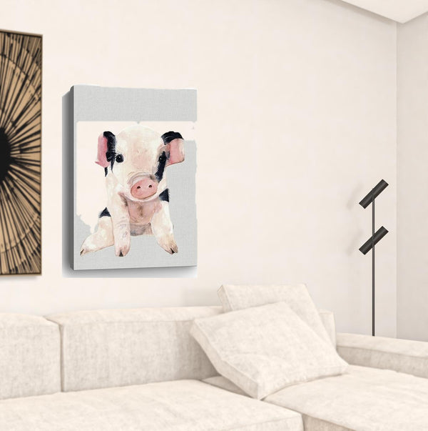 Homeroots Cute Pink Piglet Unframed Print Wall Art  Polyester 398984