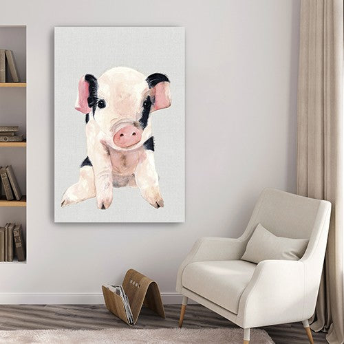 Homeroots Cute Pink Piglet Unframed Print Wall Art  Polyester 398985