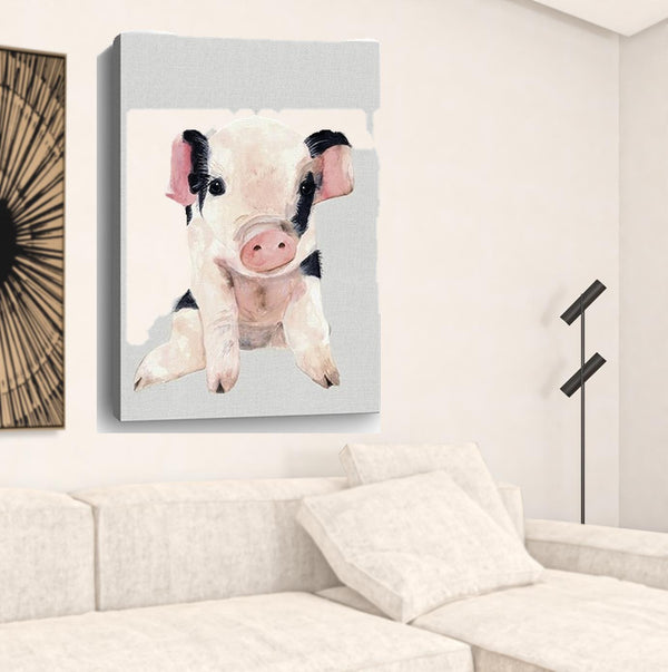 Homeroots Cute Pink Piglet Unframed Print Wall Art  Polyester 398985