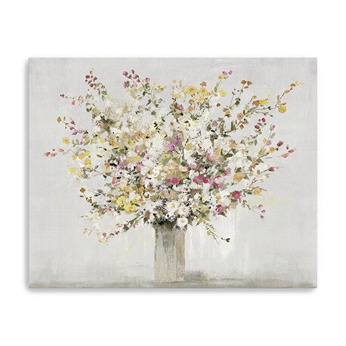 Homeroots Small Colorful Wildflowers In A Vase Canvas Wall Art  Polyester 398989