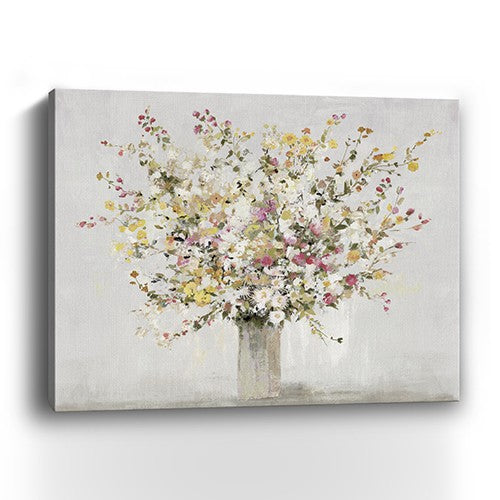 Homeroots Small Colorful Wildflowers In A Vase Canvas Wall Art  Polyester 398989