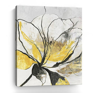 HomeRoots Modern Yellow and Black Floral Canvas Print - Striking Wall Art for Contemporary Décor and Style 24"x30" 398992