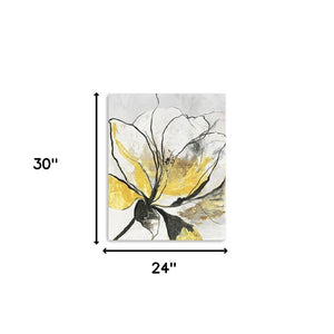 HomeRoots Modern Yellow and Black Floral Canvas Print - Striking Wall Art for Contemporary Décor and Style 24"x30" 398992