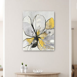 HomeRoots Modern Yellow and Black Floral Canvas Print - Striking Wall Art for Contemporary Home Decor 24"x30" 398994