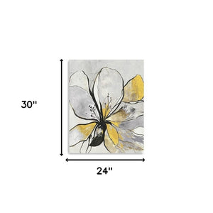 HomeRoots Modern Yellow and Black Floral Canvas Print - Striking Wall Art for Contemporary Home Decor 24"x30" 398994