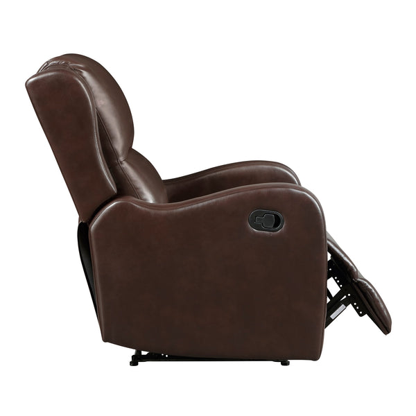 English Elm Brown Reclining Chair Durant Collection Faux Leather Recliner with Pull Tab, Solid Wood Frame, Cozy Comfort B011P294674