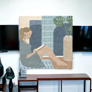 Homeroots Bohemian Book Lady Unframed Print Wall Art  Polyester 398998