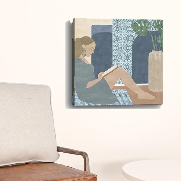 Homeroots Bohemian Book Lady Unframed Print Wall Art  Polyester 398998